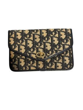 Christian Dior Vintage Trotter Canvas Envelope Flap Clutch